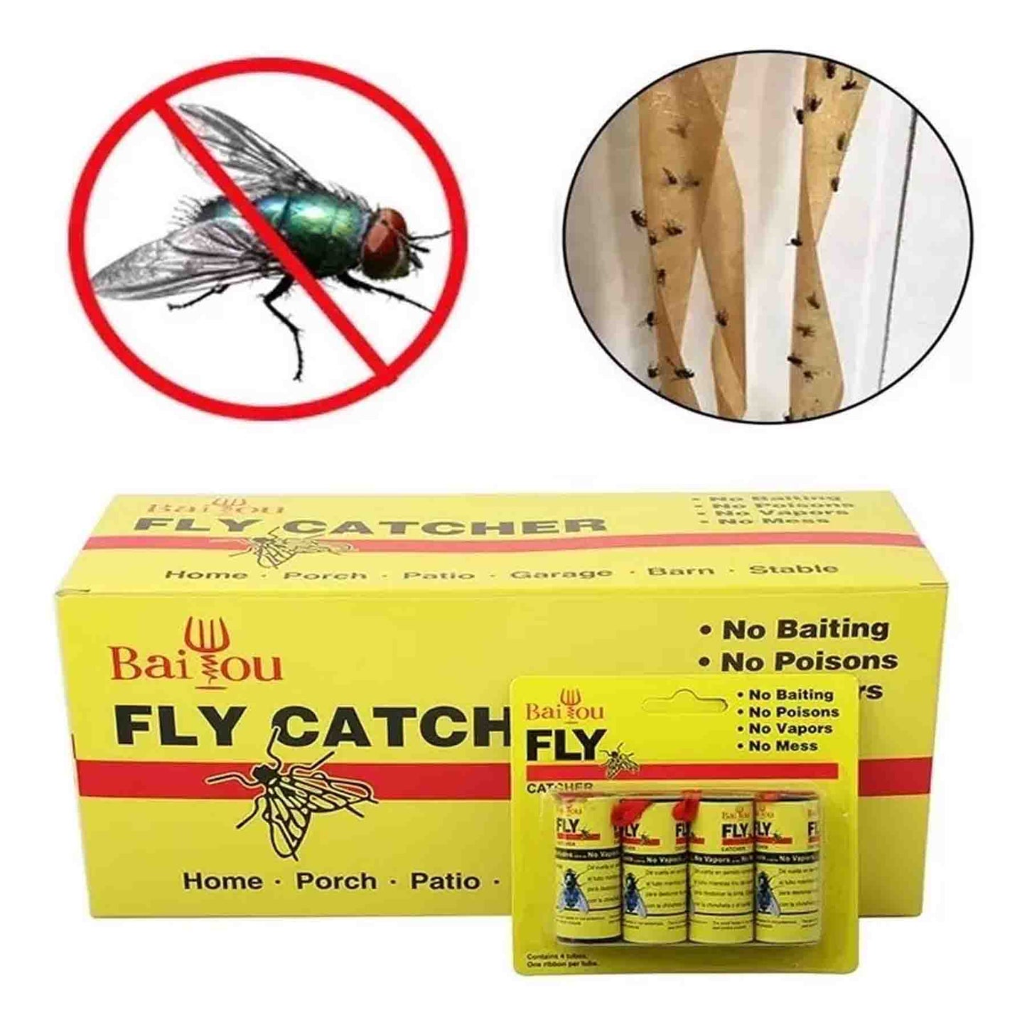 Pack 4 Cinta Atrapa Moscas Tubos Trampa