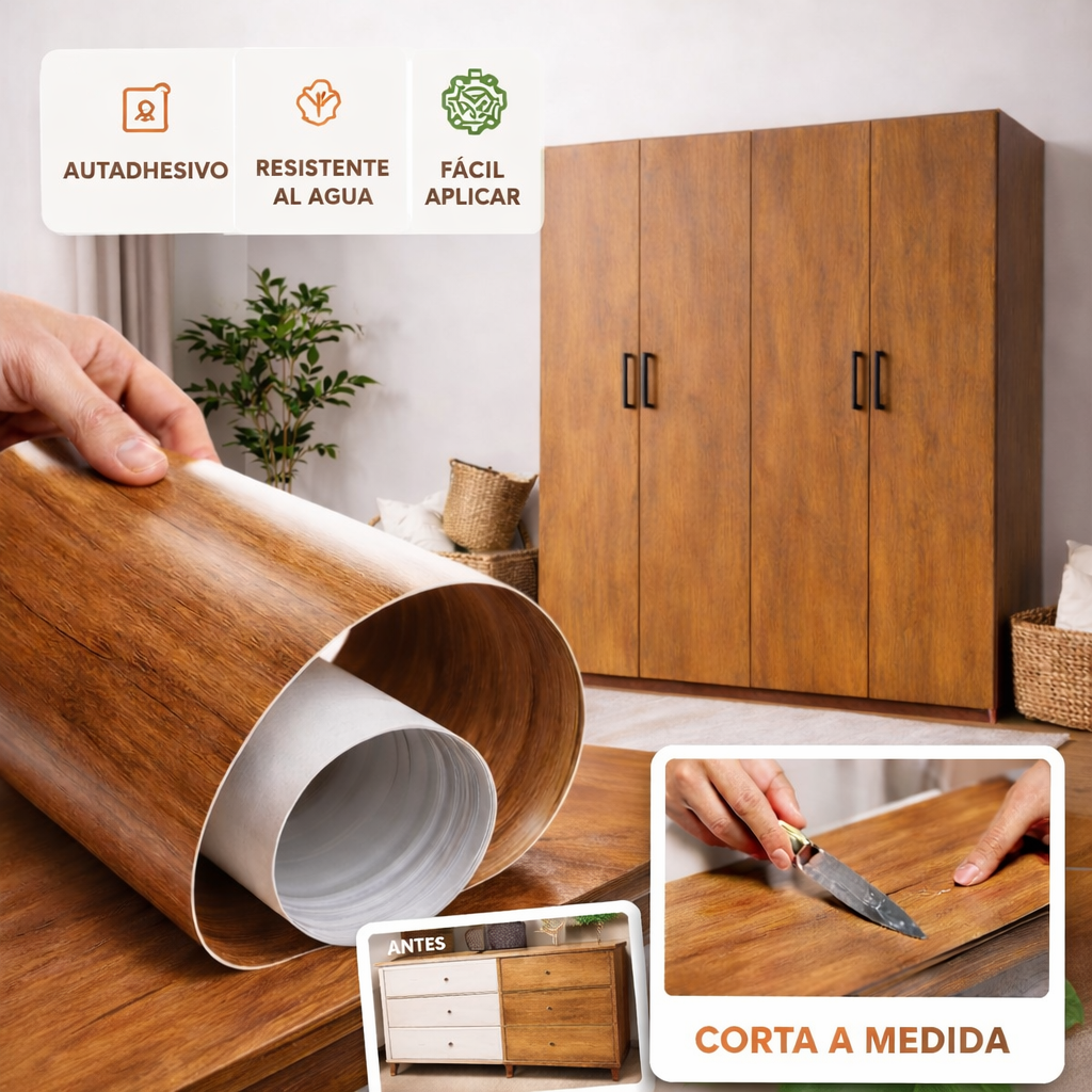 Papel Adhesivo Café Madera