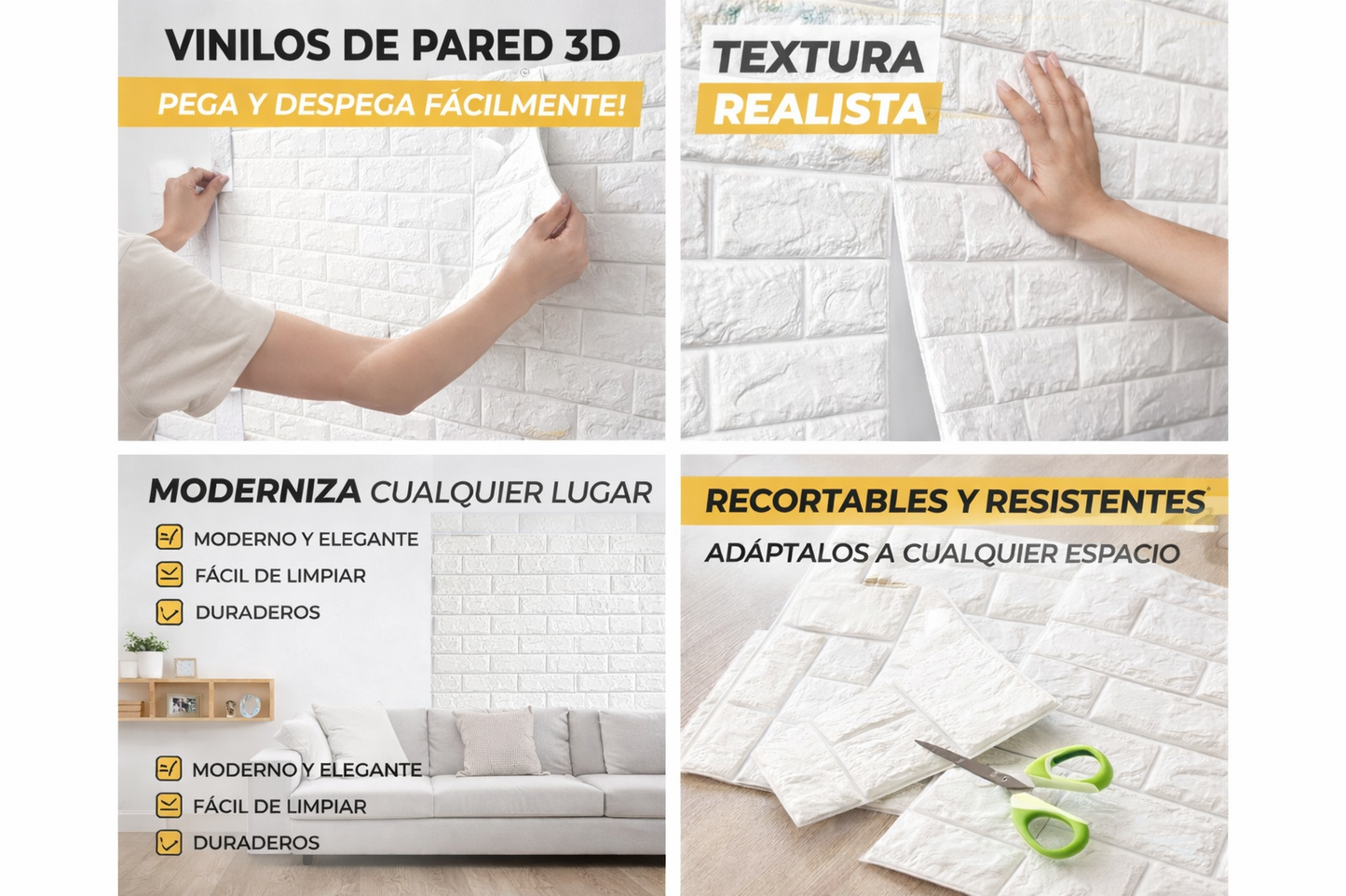 Paneles Adhesivos Ladrillo Blanco